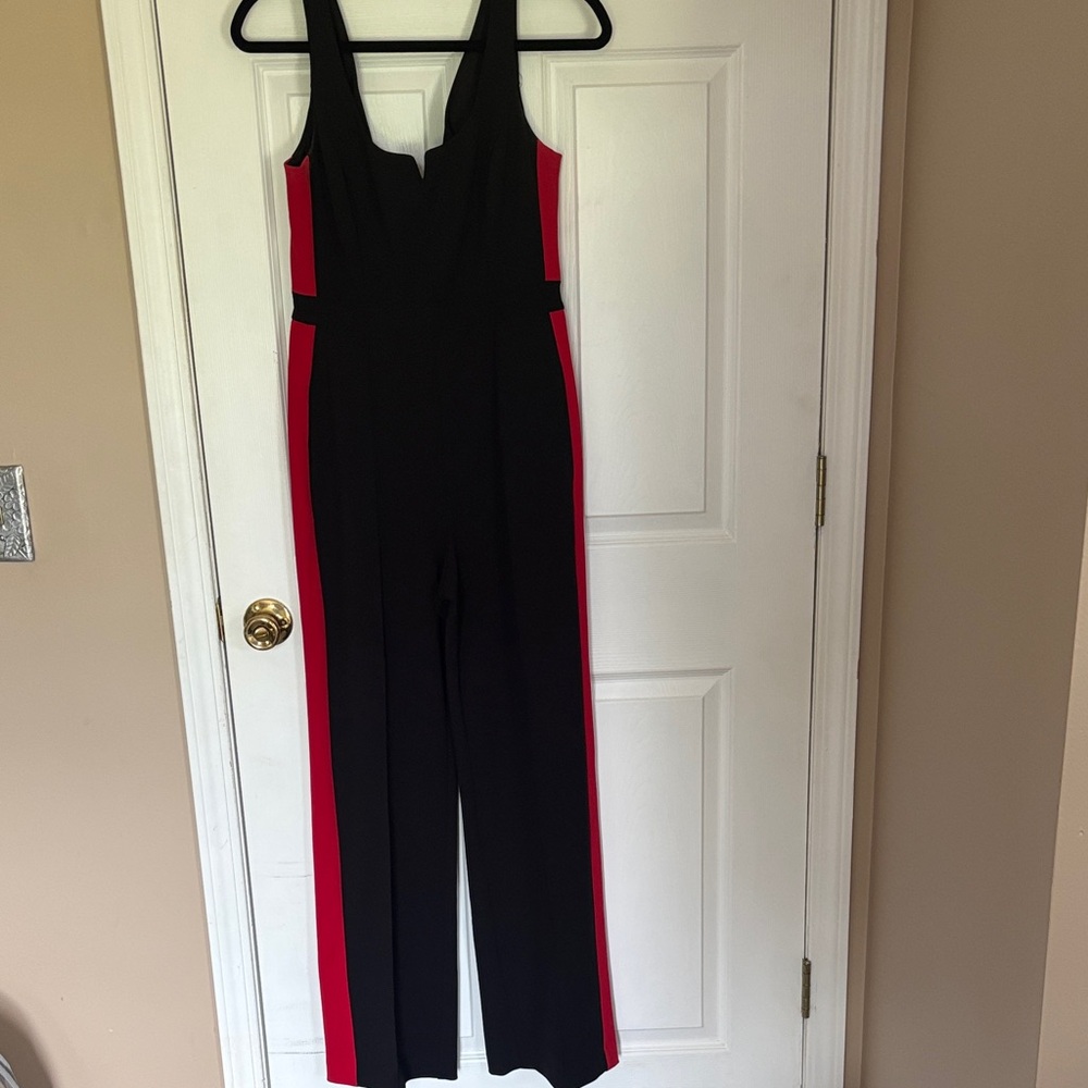 Donna Morgan Black Jumpsuit with Red Accents